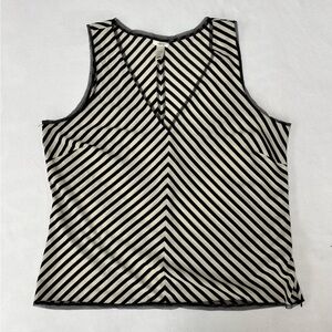 Old Navy Black and Cream Striped Tank Top